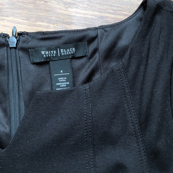 Black short-sleeved dress with A-line skirt - Picture 2 of 5